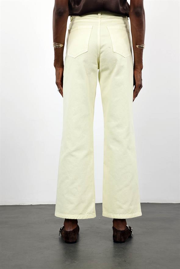 Sarı Yüksek Bel Aksesuar Detaylı Jean 17258