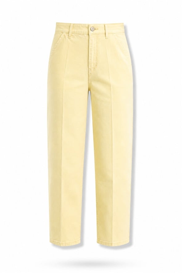 Sarı Yüksek Bel Tensel Baggy Jean 3001