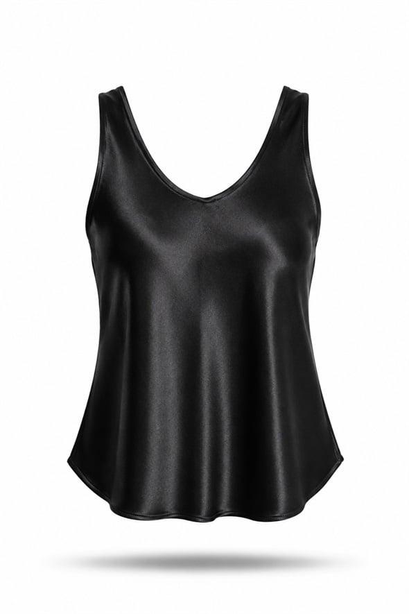 Siyah Askılı Saten Bluz 3338