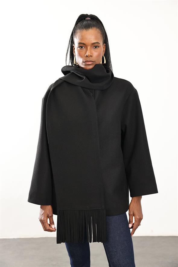 Siyah Atkılı Kaşe Mont D99800