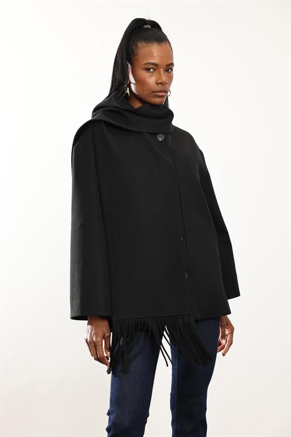 Siyah Atkılı Kaşe Mont D99800