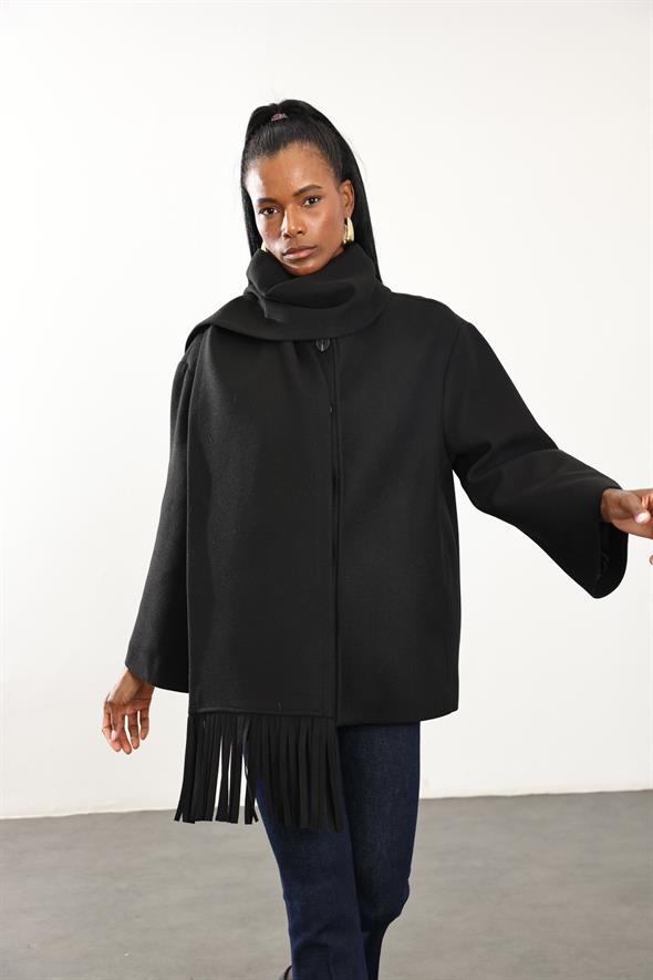 Siyah Atkılı Kaşe Mont D99800