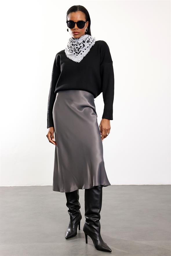 Siyah Basic Triko Kazak 251019