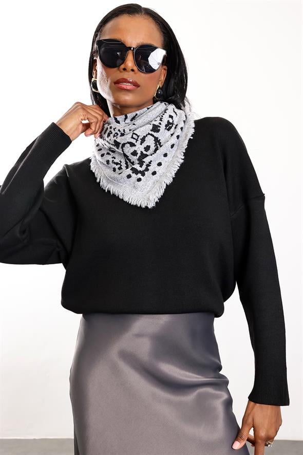 Siyah Basic Triko Kazak 251019