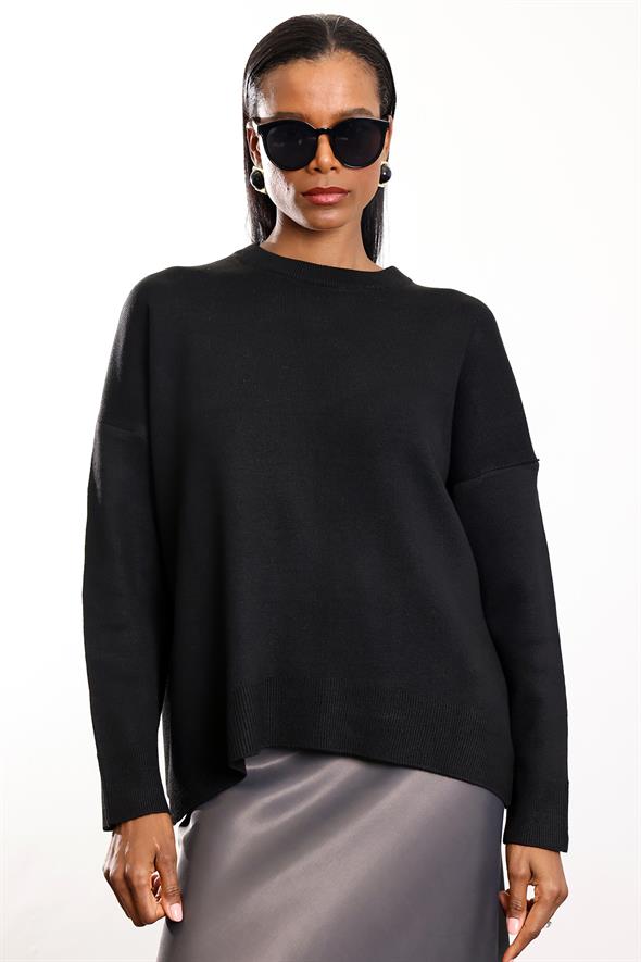 Siyah Basic Triko Kazak 251019