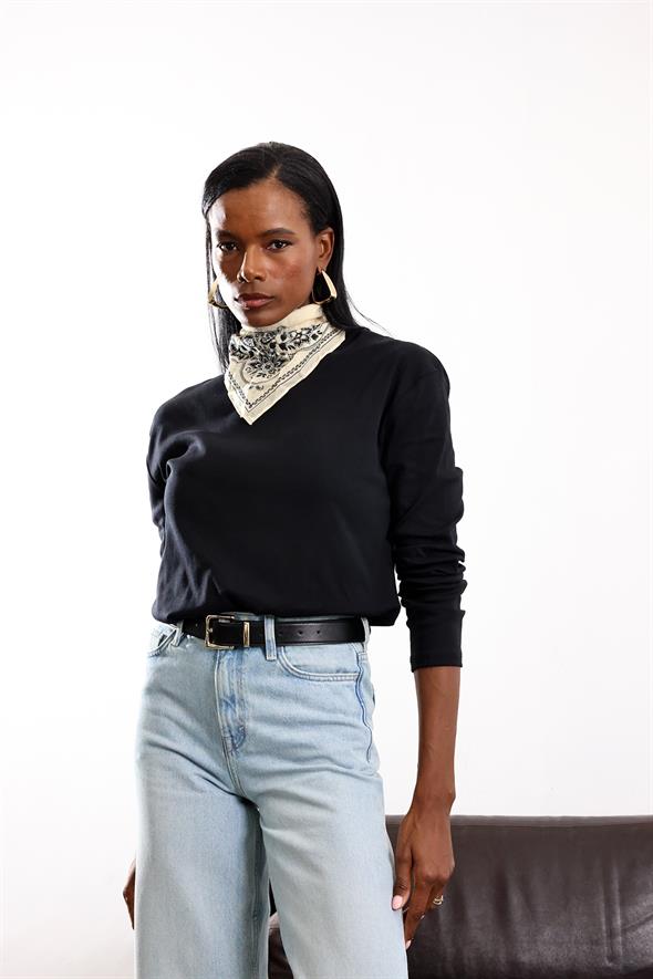 Siyah Basic Uzun Kollu Tişort 24151