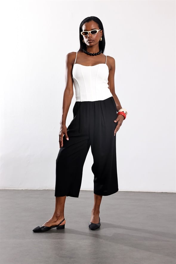 Siyah Beli Lastikli Bol Kesim Pantolon 30285