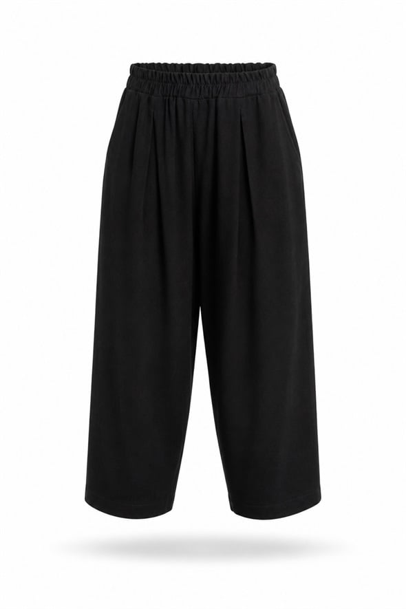 Siyah Beli Lastikli Bol Kesim Pantolon 30285