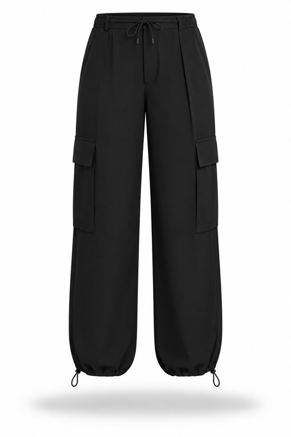 Siyah Beli Lastikli Kargo Pantolon 581163
