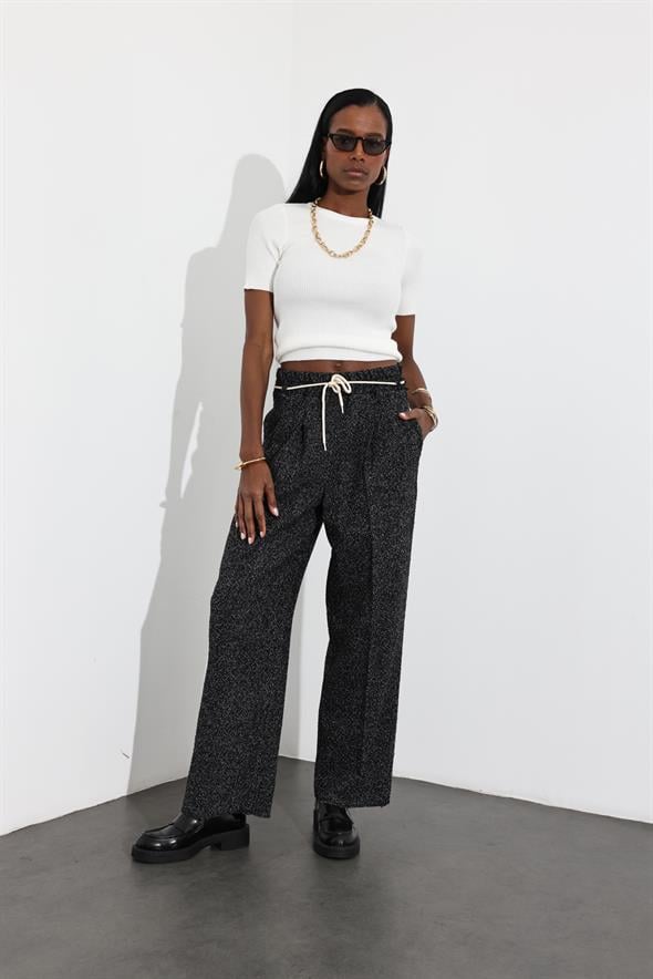 Siyah Beli Lastikli Kaşe Pantolon 1471