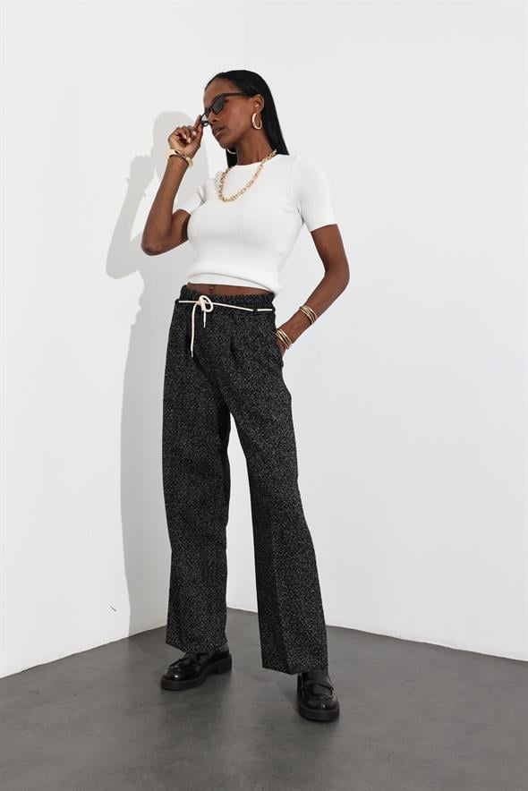 Siyah Beli Lastikli Kaşe Pantolon 1471