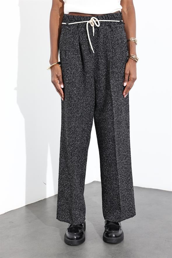 Siyah Beli Lastikli Kaşe Pantolon 1471