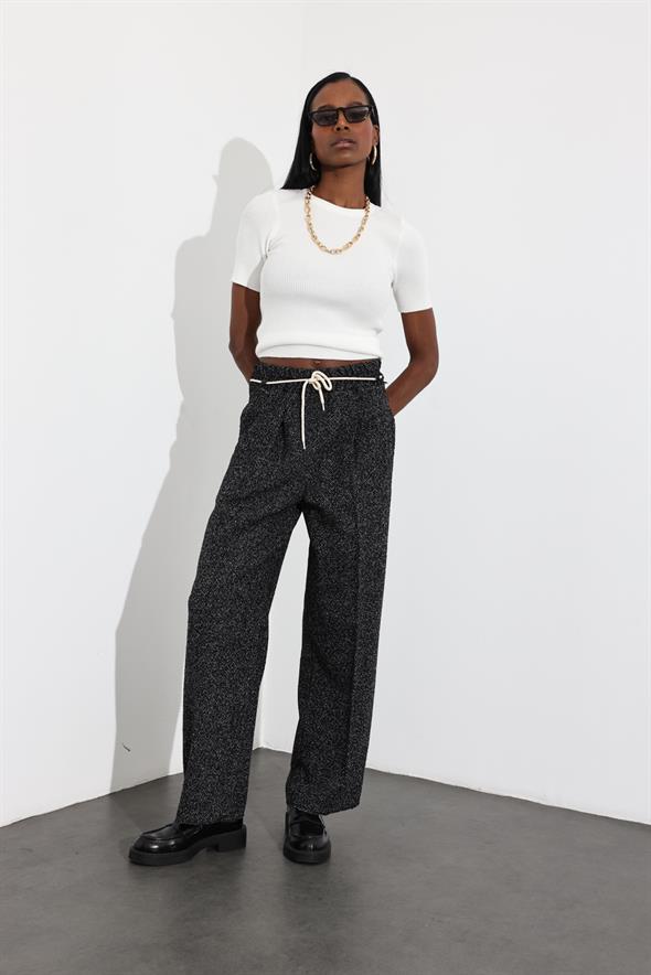 Siyah Beli Lastikli Kaşe Pantolon 1471