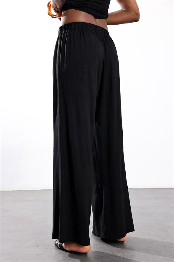 Siyah Beli Lastikli Rahat Pantolon 