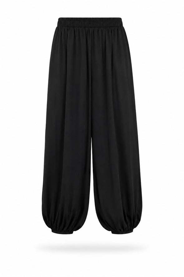Siyah Beli Lastikli Şalvar Pantolon 17857