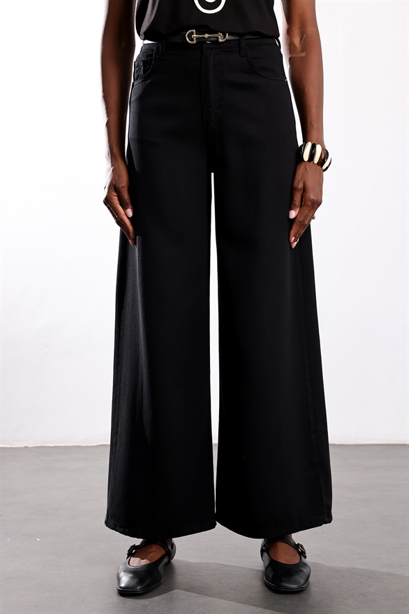 Siyah Beli Lastikli Tensel Jean 01073