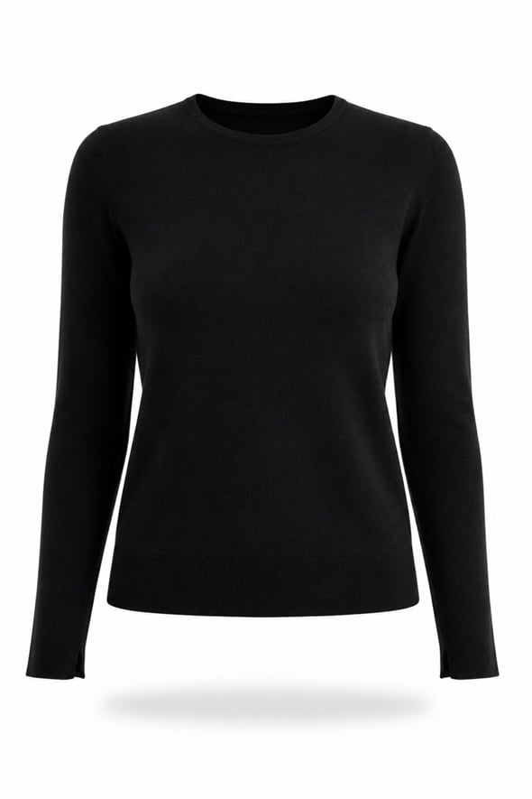 Siyah Bisiklet Yaka Basic Triko 190870