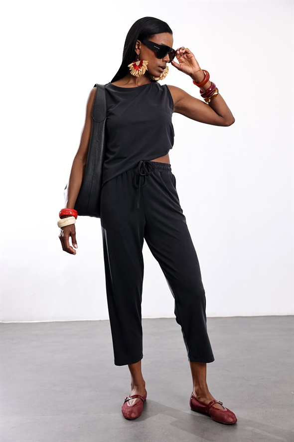 Siyah Bluz Pantolon Modal Takım 7272