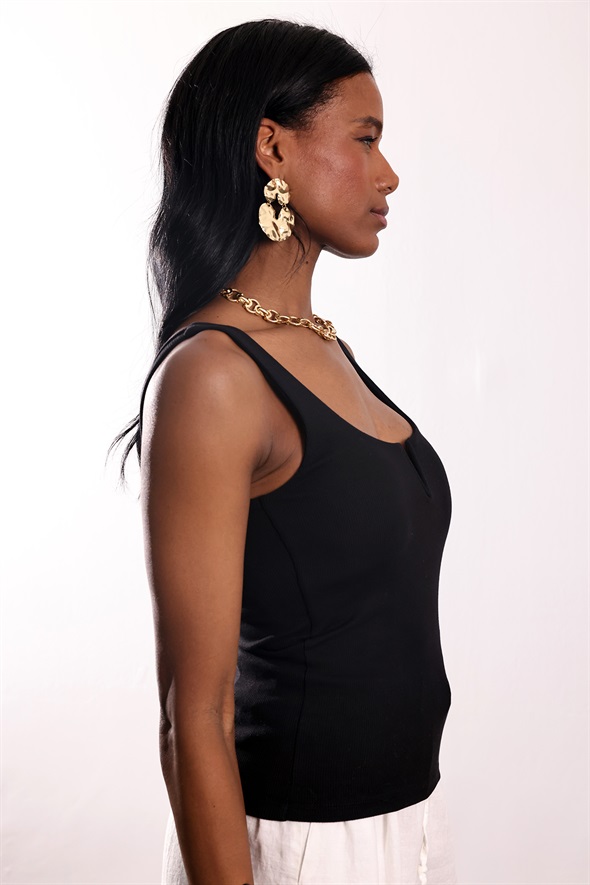 Siyah Damla Yaka Fitilli Atlet 3796