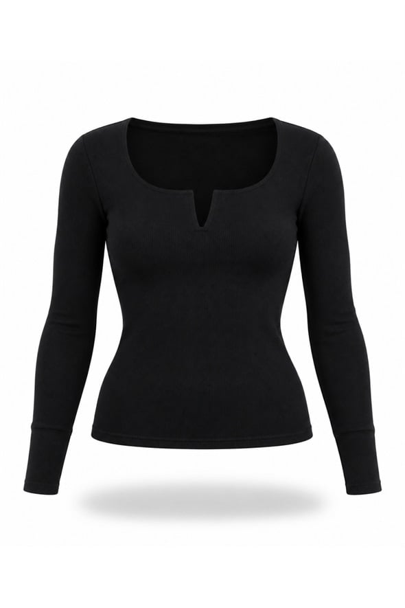 Siyah Damla Yaka Fitilli Bluz 2260