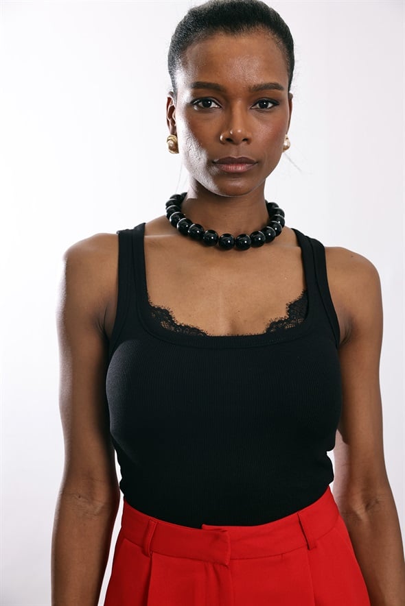 Siyah Dantelli Atlet 17629