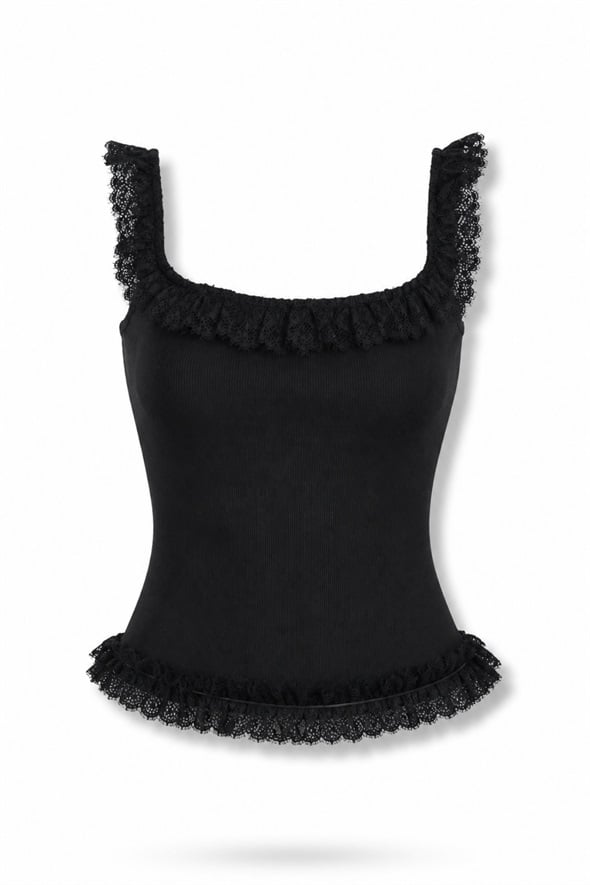 Siyah Dantelli Fitilli Atlet 17711