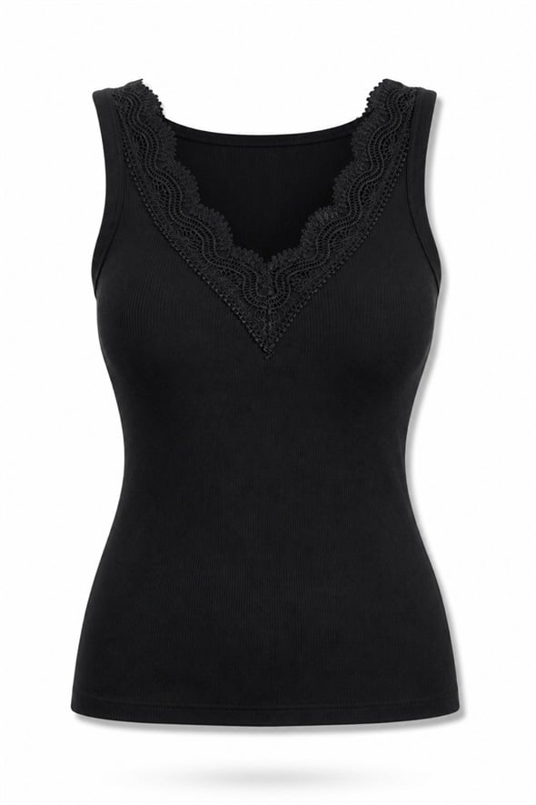 Siyah Dantelli Fitilli Atlet 2665