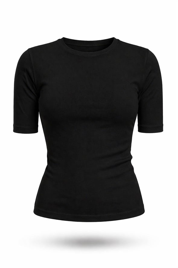 Siyah Drape Detaylı Tişört 17190