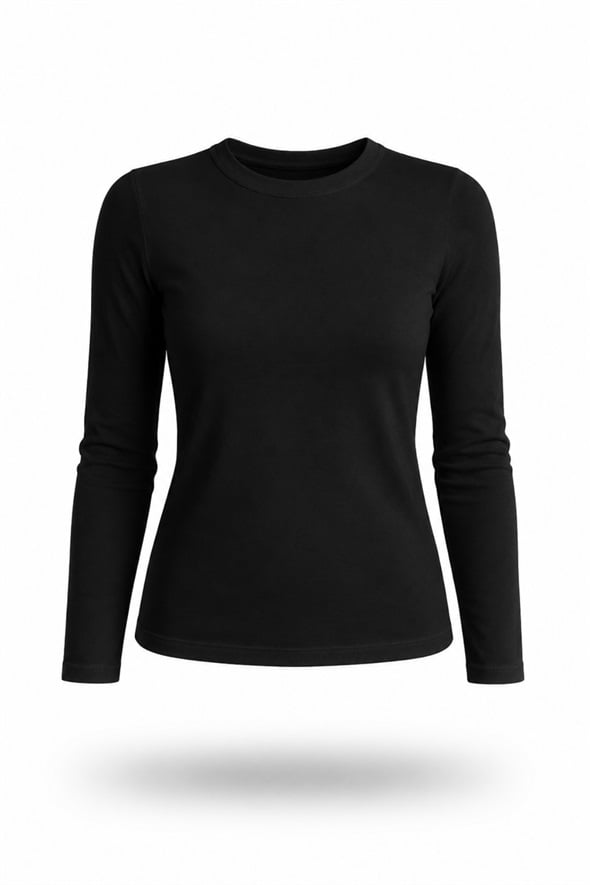 Siyah Fit Basic Uzun Kol Tişört 