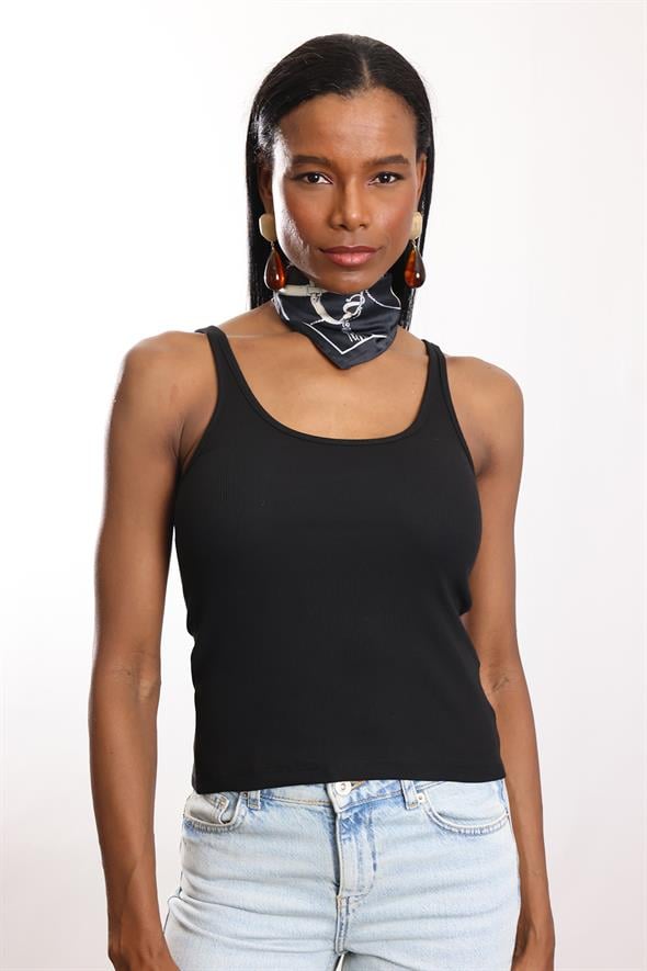 Siyah Fitilli İnce Askılı Atlet 24113