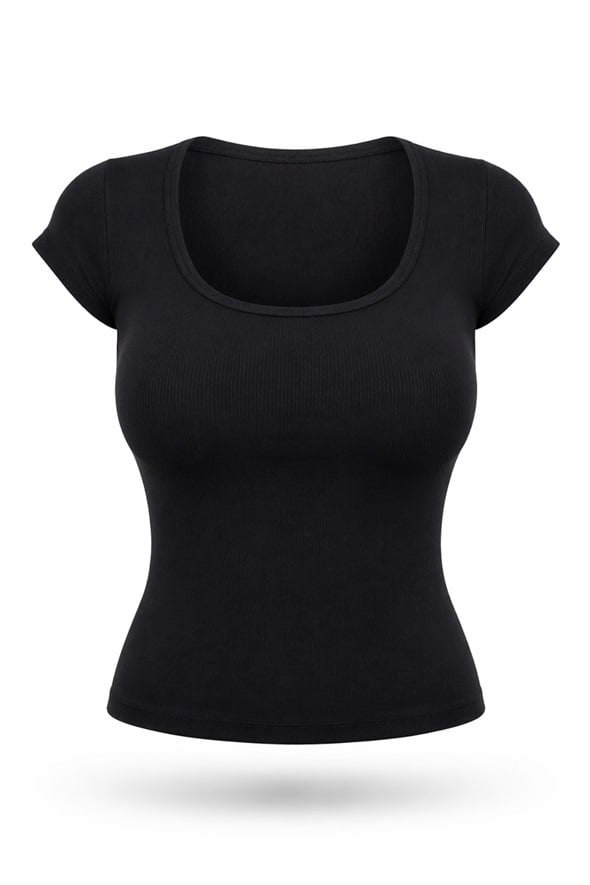 Siyah Fitilli Tişört 17631