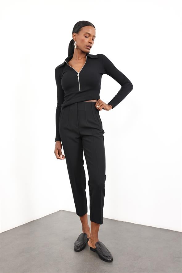 Siyah Flatolu Pantolon 5113