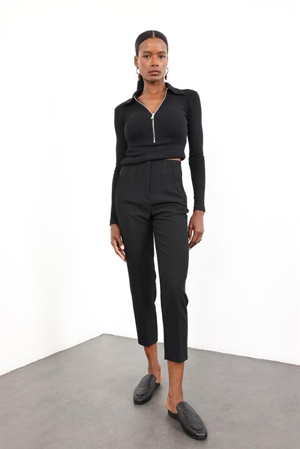 Siyah Flatolu Pantolon 5113