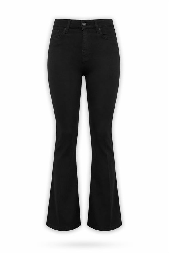 Siyah Full Likra Toparlayan Flare Jean 7578
