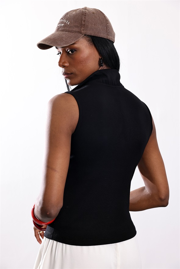 Siyah Garni Detaylı Modal Atlet 