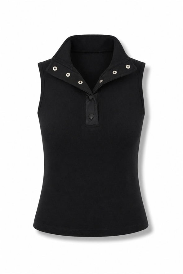 Siyah Garni Detaylı Modal Atlet 