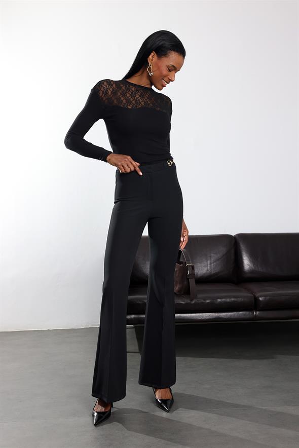 Siyah İspanyol Kumaş Pantolon 1273