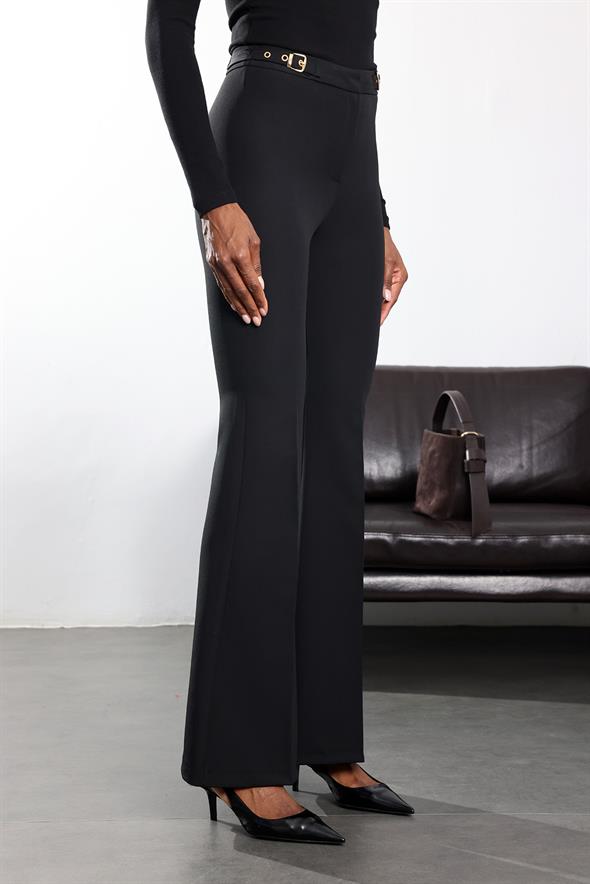 Siyah İspanyol Kumaş Pantolon 1273