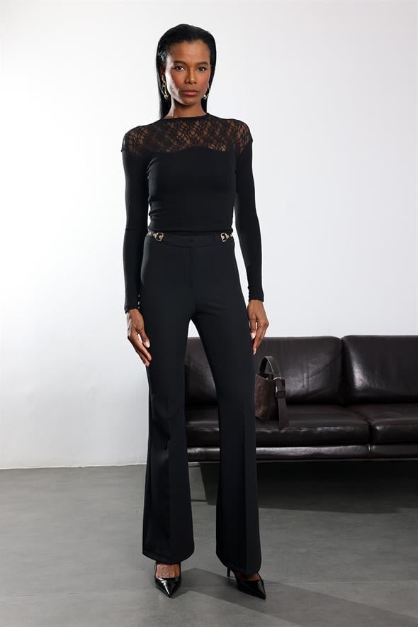 Siyah İspanyol Kumaş Pantolon 1273