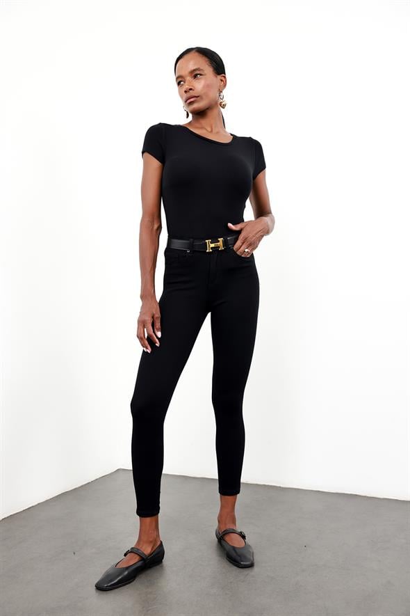 Siyah İthal Full Likra Toparlayan Skinny Jean 7277