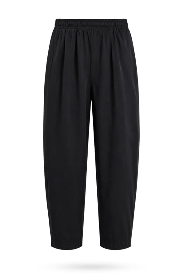 Siyah Kali Poplin Barrel Pantolon 