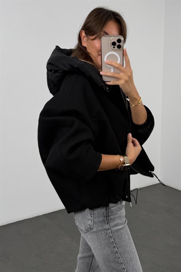 Siyah Kaşe Bomber Mont 99691