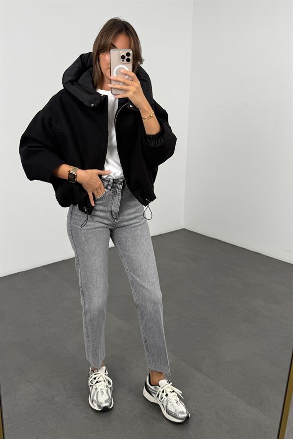 Siyah Kaşe Bomber Mont 99691