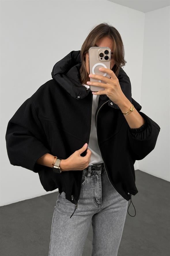 Siyah Kaşe Bomber Mont 99691