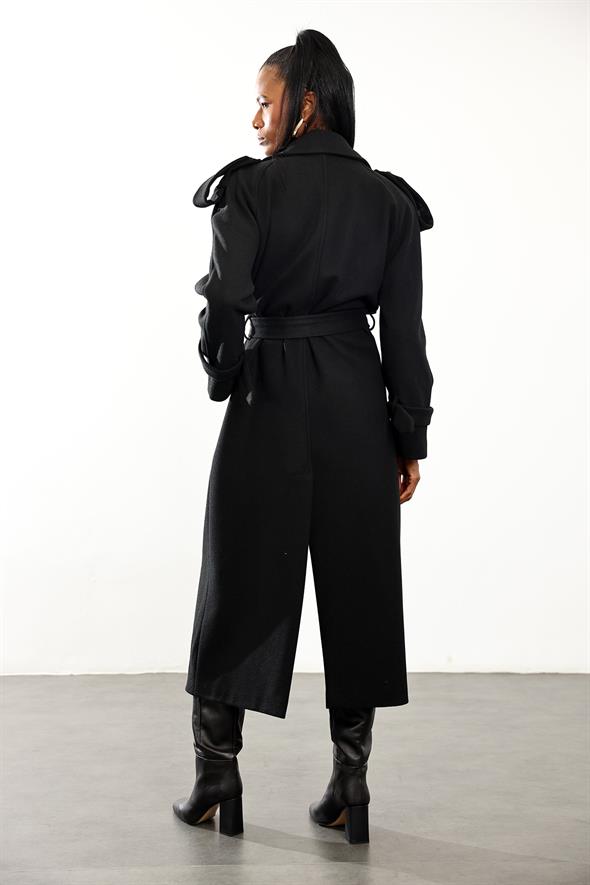 Siyah Kaşe Palto 1614