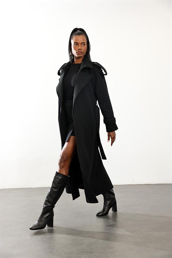 Siyah Kaşe Palto 1614