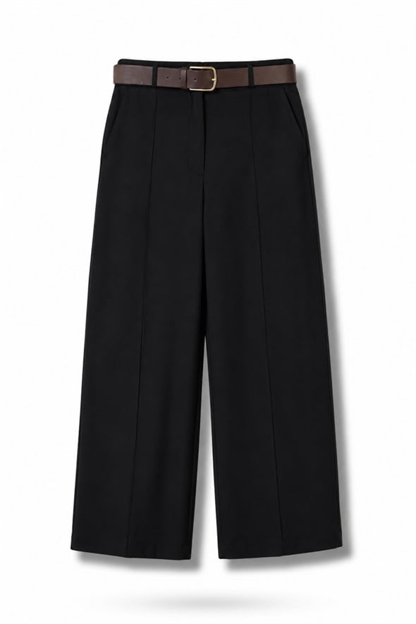 Siyah Kemerli Barrel Pantolon 58549