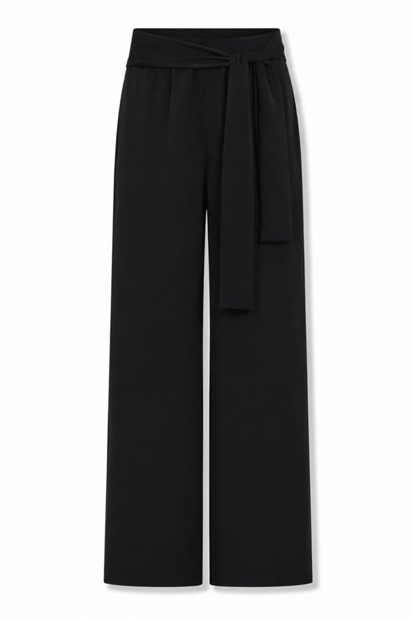 Siyah Kemerli Dökümlü Pantolon 031682