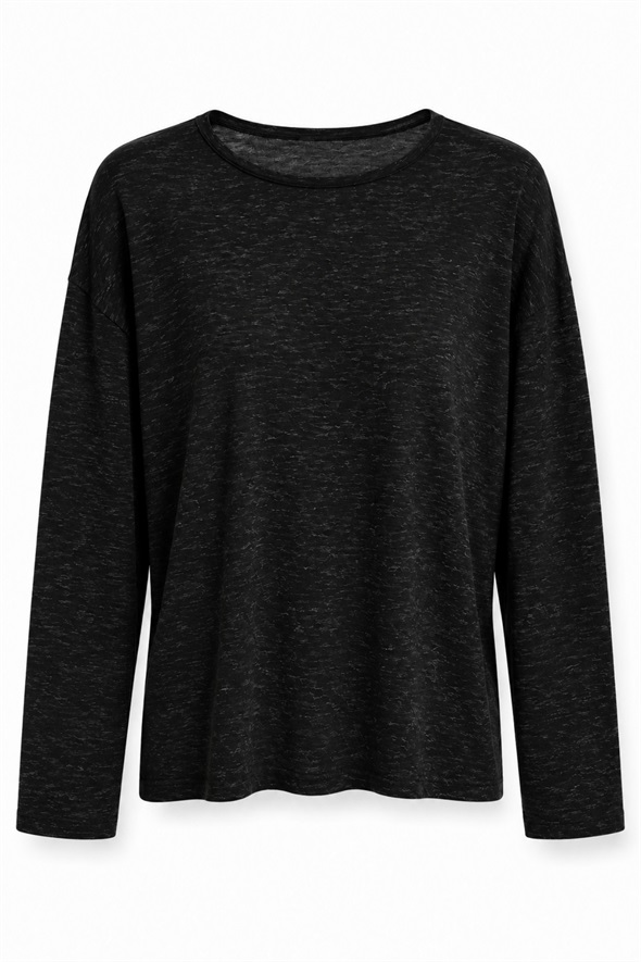 Siyah Kendinden Dokulu Oversize Bluz 27377