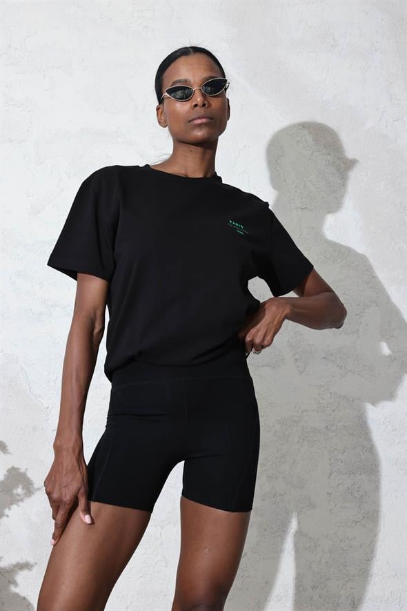 Siyah Kısa Biker Tayt 